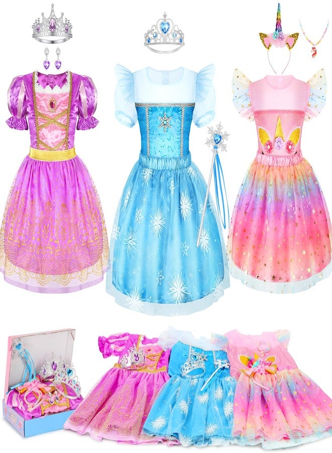 LIMIROLER Princess Dress Up Clothes for Little Girl Princess Costume Gift Set, Princess Dress Up Toys for Toddler Girls, Birthday Christmas Party Gifts for Girls Aged 3-6 Years Old - Image 1